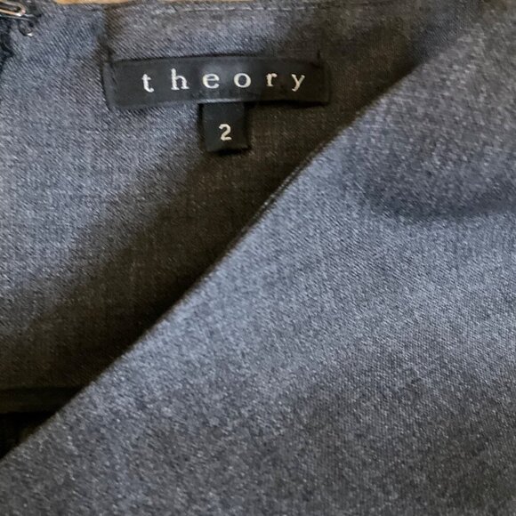 Theory Betty Urban charcoal grey wool blend shift dress sleeveless size 2 - Picture 3 of 5